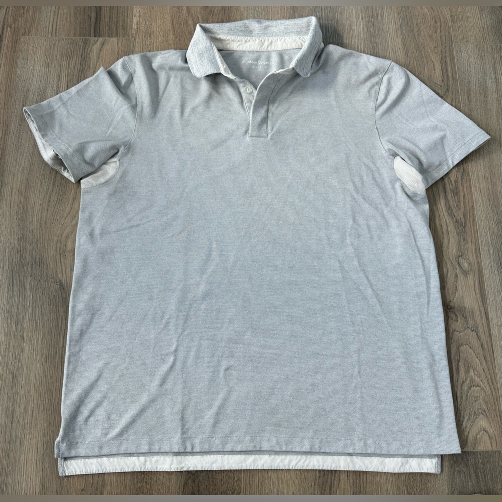 Outdoor Voices Polo Shirt Light Gray mens XL COLLARED Button
